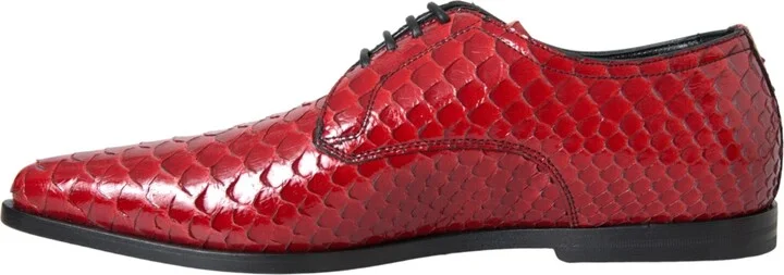 Red Textured Varnished Derby Men Formal Men's Shoes - Image 5
