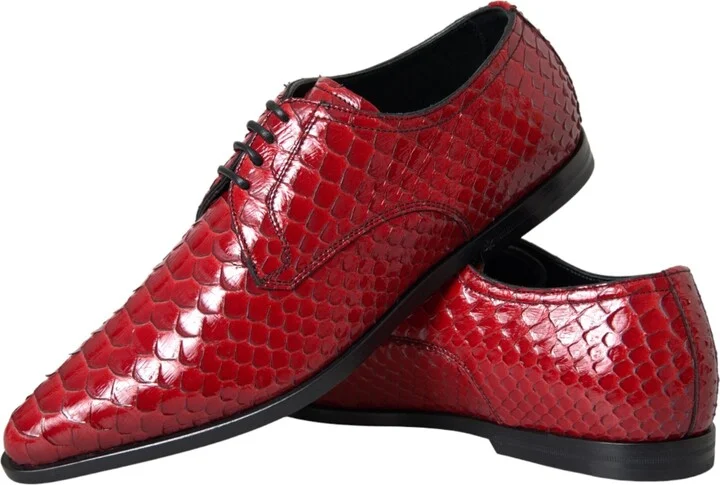Red Textured Varnished Derby Men Formal Men's Shoes - Image 6