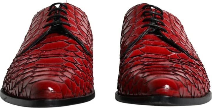 Red Textured Varnished Derby Men Formal Men's Shoes (Pre-Owned) - Image 2