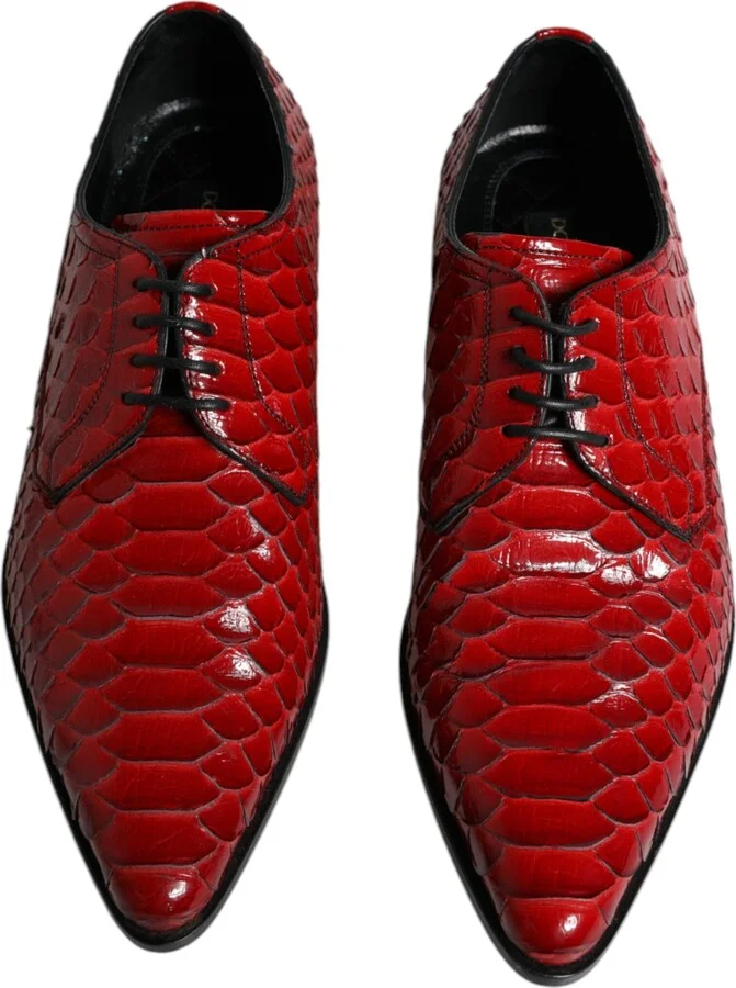 Red Textured Varnished Derby Men Formal Men's Shoes (Pre-Owned) - Image 3