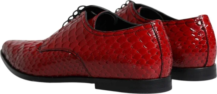 Red Textured Varnished Derby Men Formal Men's Shoes (Pre-Owned) - Image 5
