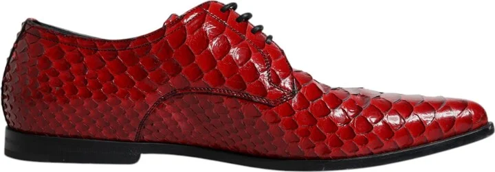Red Textured Varnished Derby Men Formal Men's Shoes (Pre-Owned)