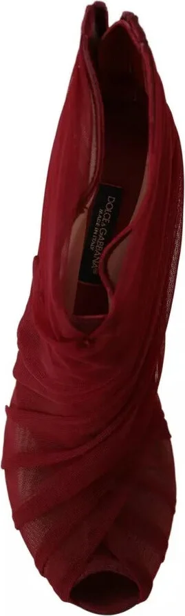 Red Tulle Ankle Boots Stiletto Heels Women's Shoes (Pre-Owned) - Image 5