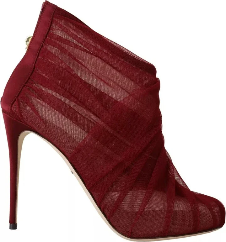Red Tulle Ankle Boots Stiletto Heels Women's Shoes (Pre-Owned)