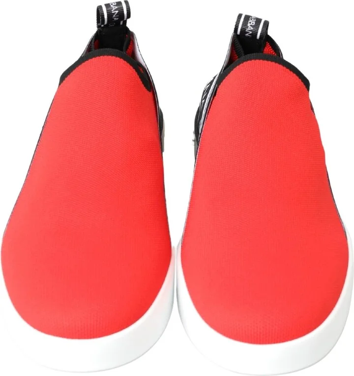 Red White Flat Sneakers Loafers Men's Shoes - Image 2