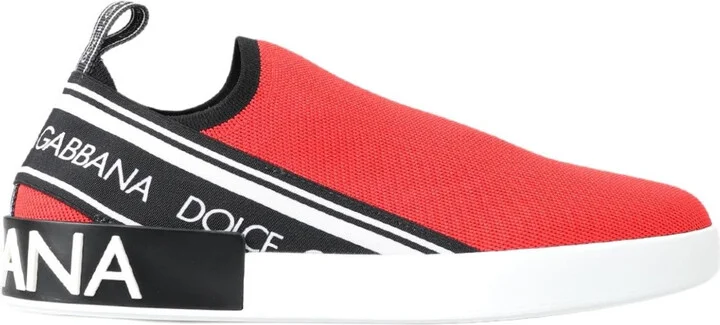 Red White Flat Sneakers Loafers Men's Shoes