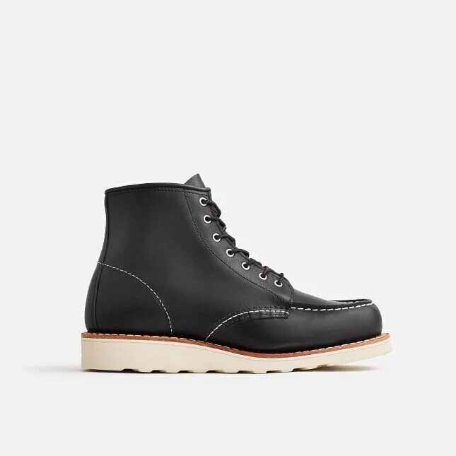 Red Wing Classic 3373 6" Boots Women's Black Boundary Leather Moc Toe Lace-Up