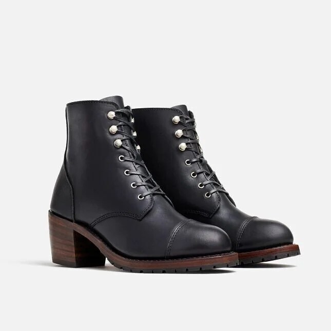 Red Wing Heritage Eileen 3400 Boots Women's Black Leather Toe Cap Block Heel