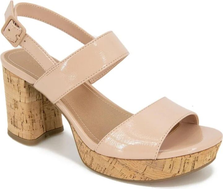 Reebeka Womens Patent Open Toe Platform Sandals