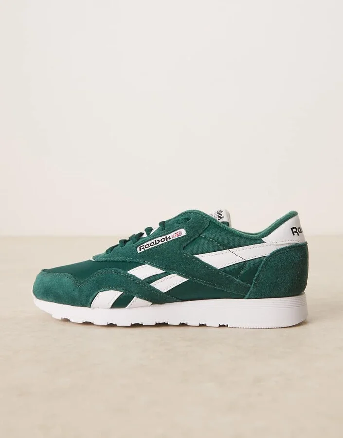 Reebok Classic Nylon sneaker in collegiate green and white detail - Image 2