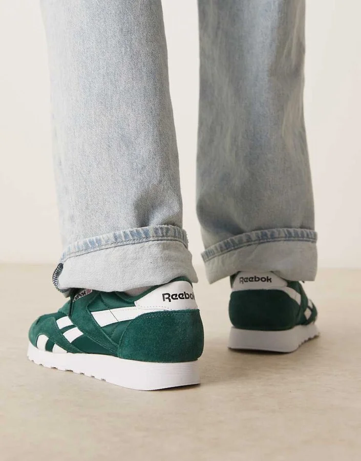 Reebok Classic Nylon sneaker in collegiate green and white detail - Image 3