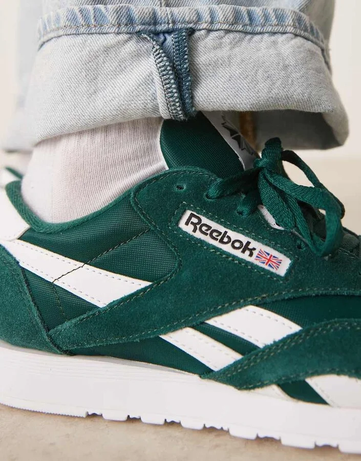 Reebok Classic Nylon sneaker in collegiate green and white detail - Image 4