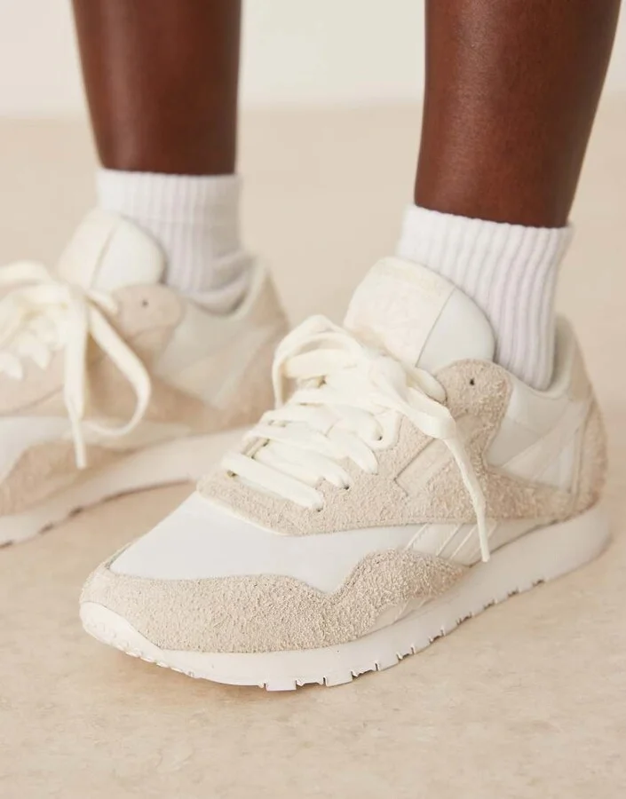 Reebok Classic Nylon sneakers in off white - Image 3