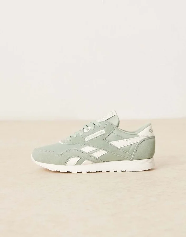 Reebok classic nylon sneakers in sage green and white detail - Image 2