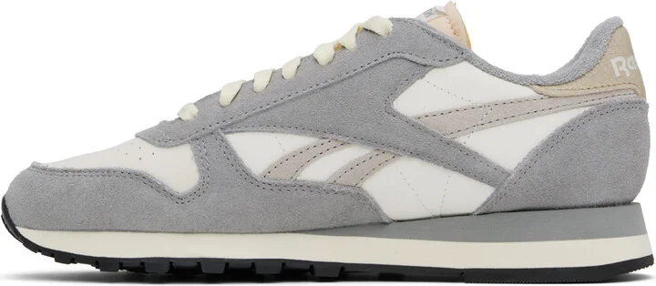 Reebok Classics Gray & Off-White Classic Leather Sneakers - Image 3