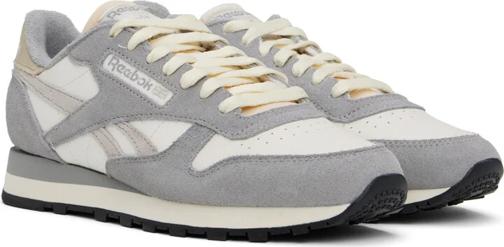 Reebok Classics Gray & Off-White Classic Leather Sneakers - Image 4