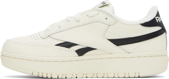 Reebok Classics Off-White & Black Club C Double Sneakers - Image 3