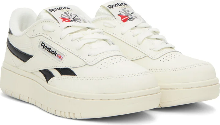 Reebok Classics Off-White & Black Club C Double Sneakers - Image 4