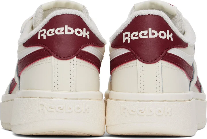 Reebok Classics Off-White & Burgundy Club C Double Revenge Sneakers - Image 2