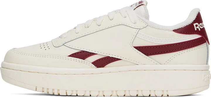 Reebok Classics Off-White & Burgundy Club C Double Revenge Sneakers - Image 3