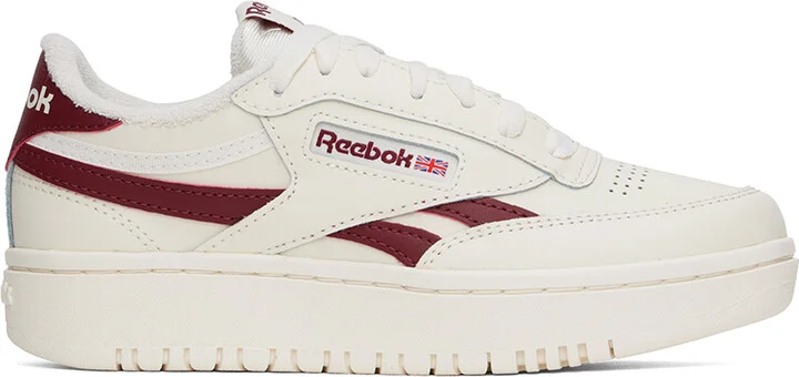 Reebok Classics Off-White & Burgundy Club C Double Revenge Sneakers