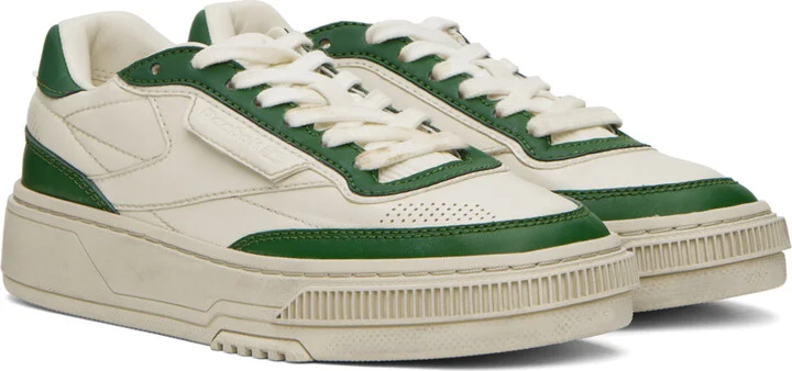 Reebok Classics Off-White & Green Club C LTD Sneakers - Image 4