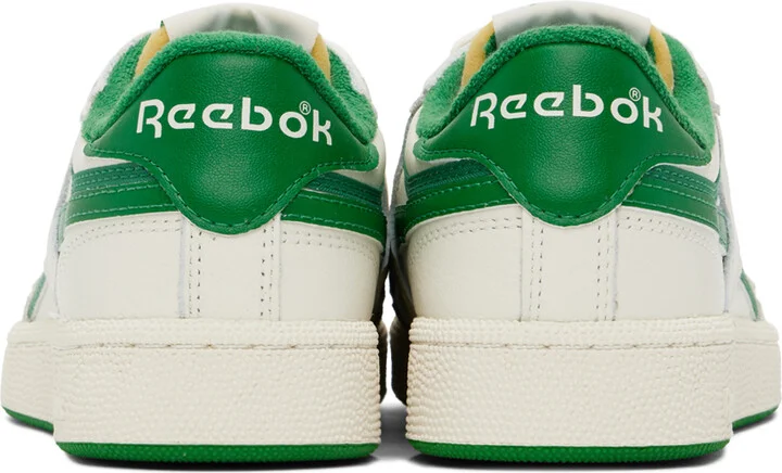 Reebok Classics Off-White & Green Club C Revenge Vintage Sneakers - Image 2