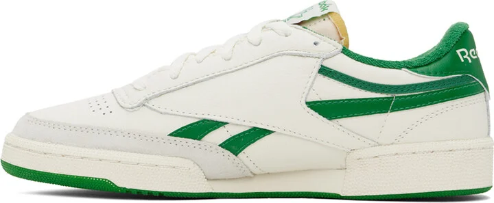 Reebok Classics Off-White & Green Club C Revenge Vintage Sneakers - Image 3