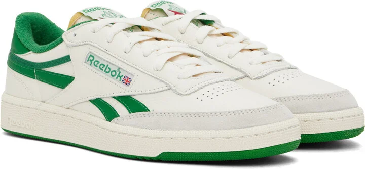 Reebok Classics Off-White & Green Club C Revenge Vintage Sneakers - Image 4