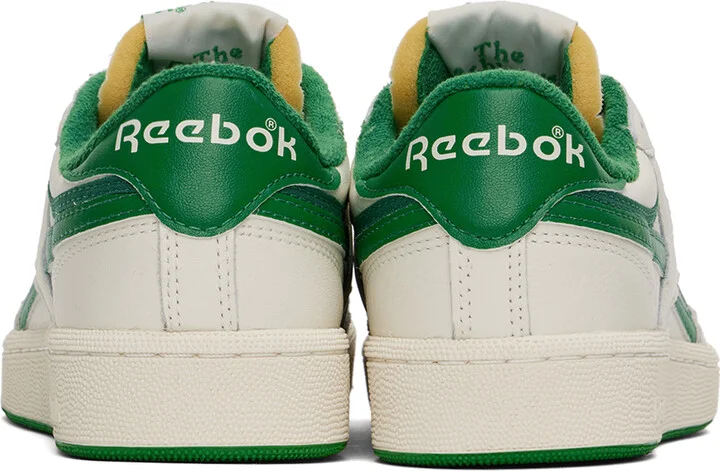 Reebok Classics Off-White & Green Club C Revenge Vintage Sneakers - Image 2
