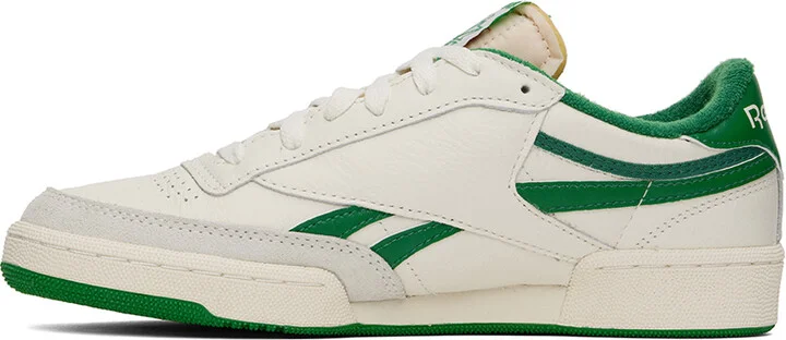 Reebok Classics Off-White & Green Club C Revenge Vintage Sneakers - Image 3