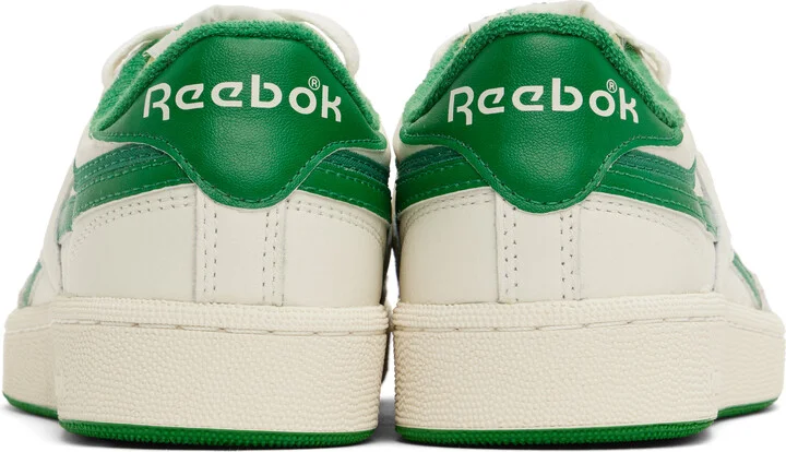 Reebok Classics Off-White & Green Club C Revenge Vintage Sneakers - Image 2