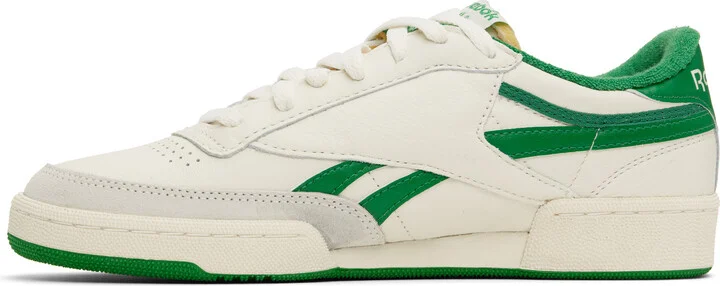 Reebok Classics Off-White & Green Club C Revenge Vintage Sneakers - Image 3
