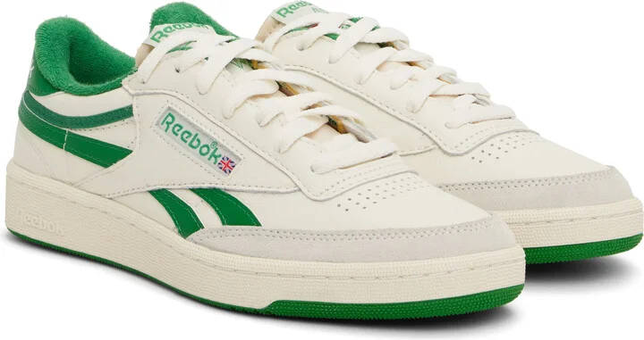 Reebok Classics Off-White & Green Club C Revenge Vintage Sneakers - Image 4