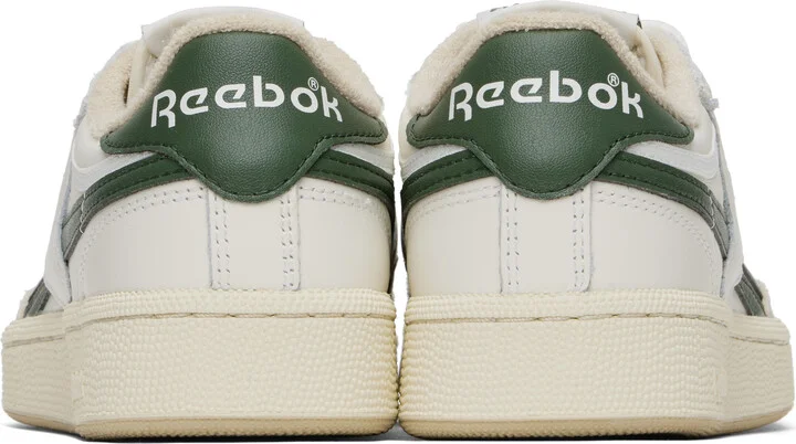 Reebok Classics Off-White & Green Club C Revenge Vintage Sneakers - Image 2