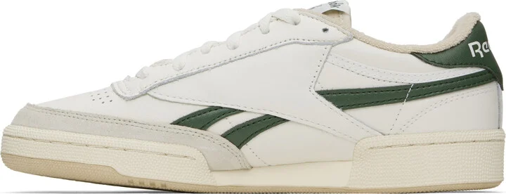 Reebok Classics Off-White & Green Club C Revenge Vintage Sneakers - Image 3