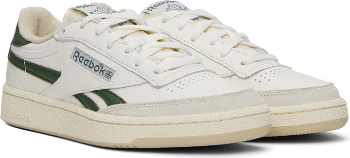 Reebok Classics Off-White & Green Club C Revenge Vintage Sneakers - Image 4