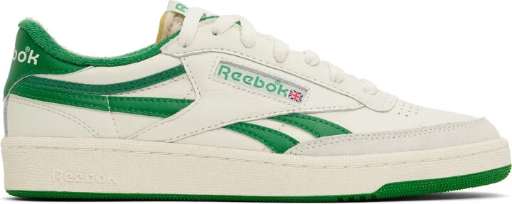 Reebok Classics Off-White & Green Club C Revenge Vintage Sneakers