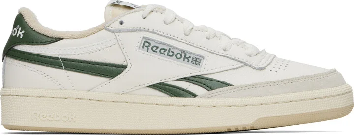 Reebok Classics Off-White & Green Club C Revenge Vintage Sneakers