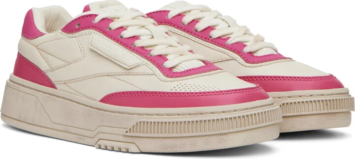 Reebok Classics Off-White & Pink Club C LTD Sneakers - Image 4