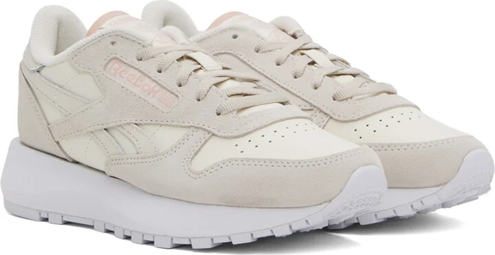 Reebok Classics Off-White & Taupe Classic Leather Sneakers - Image 4
