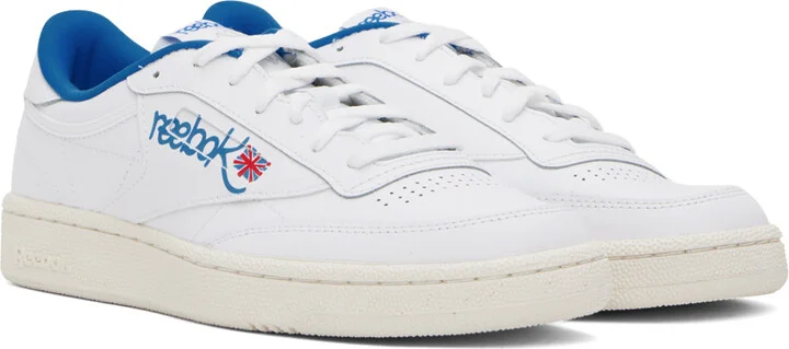 Reebok Classics White & Blue Club C 85 Sneakers - Image 4
