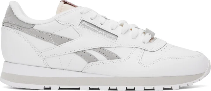 Reebok Classics White & Gray Classic Leather Sneakers