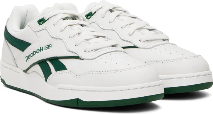 Reebok Classics White & Green Bb 4000 Ii Basketball Sneakers - Image 4