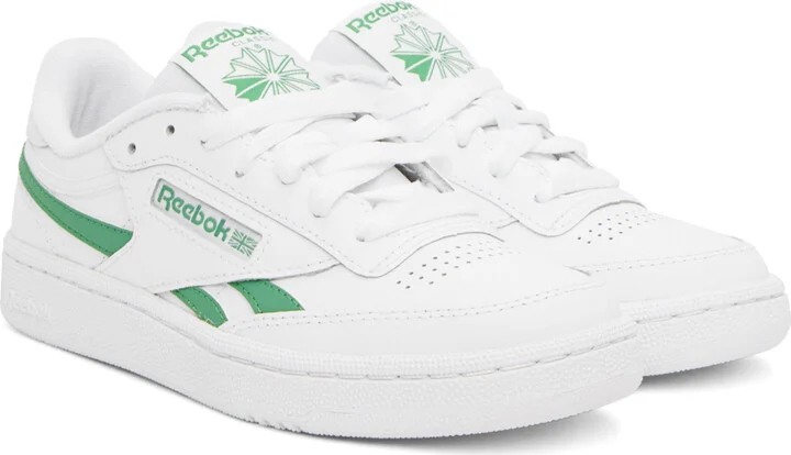 Reebok Classics White & Green Club C Revenge Sneakers - Image 4