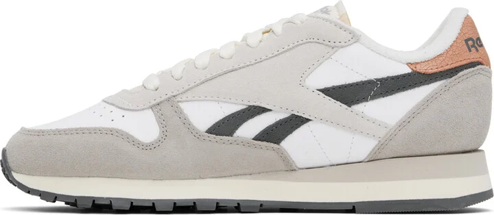 Reebok Classics White & Taupe Classic Leather Sneakers - Image 3