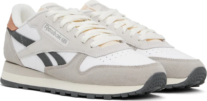 Reebok Classics White & Taupe Classic Leather Sneakers - Image 4
