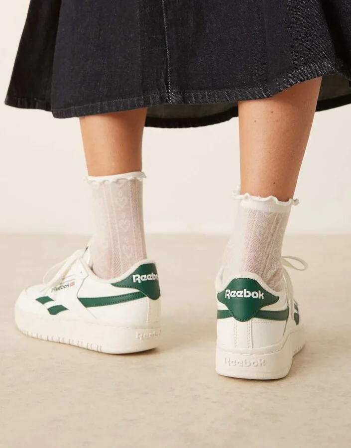 Reebok Club C Double Revenge sneakers in white and green detail - Image 3