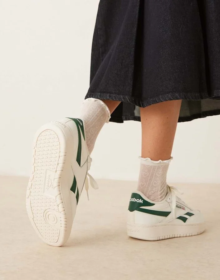 Reebok Club C Double Revenge sneakers in white and green detail - Image 4