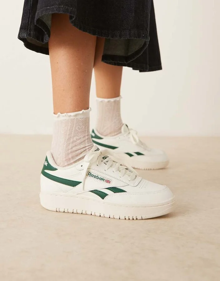 Reebok Club C Double Revenge sneakers in white and green detail